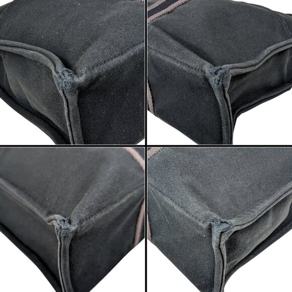 Hermès Black Cotton Canvas Fourre Tout MM Casual Snap Tote Bag Made in France - Picture 5 of 11